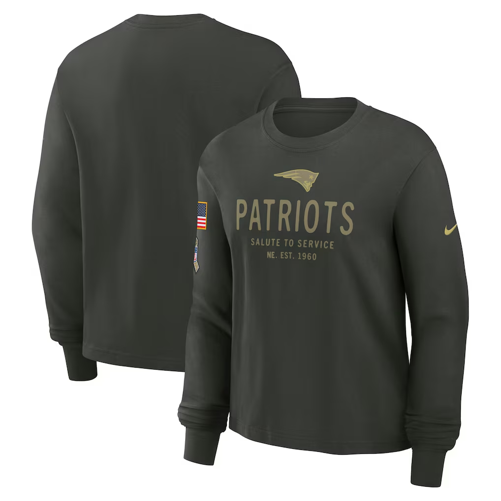 Men's New England Patriots Dark Green 2025 Salute to Service Sideline Dri-FIT Long Sleeve T-Shirt